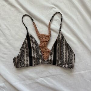 Acacia Swimwear Black and Tan Patterned Polynesia Bikini Top